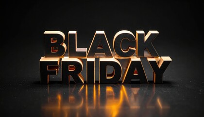 Black friday golden text promoting seasonal sales