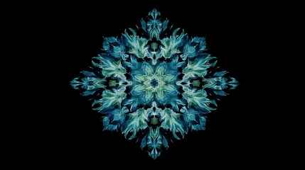 Elegant Floral Mandala Design in Shades of Blue and Green Tones