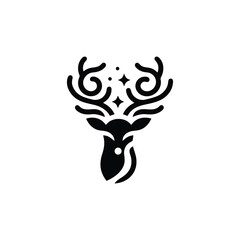 Naklejka premium Deer head with swirl antlers vector