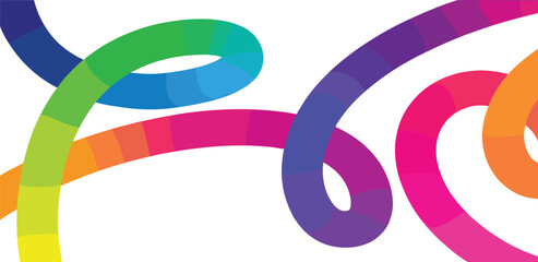 Colorful Curvy Lines Abstract Art Design on White Background