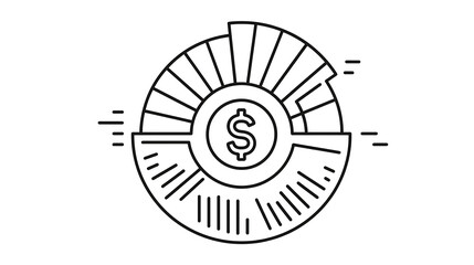 A dollar sign is drawn in a circle with a dollar bill inside