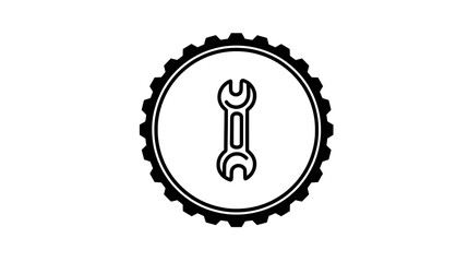A wrench is on a circle with a gear