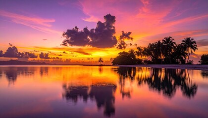 Obraz premium sunset over the lake