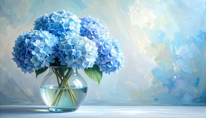 white hydrangeas, vast, painting, watercolor, still life, green, leaves, leaf, ambient, wall art
