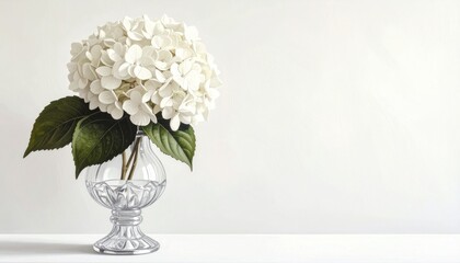 white hydrangeas, vast, painting, watercolor, still life, green, leaves, leaf, ambient, wall art