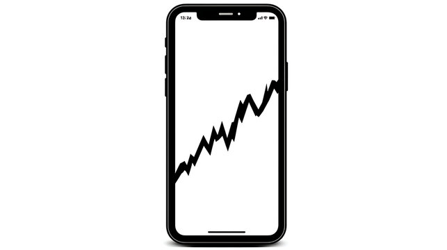 A phone with a graph on it that is going down - Powered by Adobe
