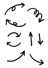 手書きやじるし上下のやじるし　循環やじるし