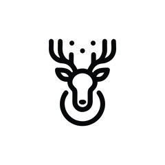 Reindeer emblem with antlers and circle
