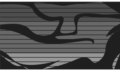 An abstract, monochromatic vector background showcasing a horizontal striped gradient (from light to dark gray) overlaid with aggressive, fluid black and dark gray organic shapes. Capturing a moody, i
