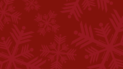 A festive vector background composition featuring large, stylized snowflakes scattered across a deep holiday red backdrop. The monochromatic design uses subtle shade variations for depth, perfect for 