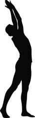 Silhouette of a Woman in Side Stretch Pose, Fitness and Yoga Body Movement Illustration