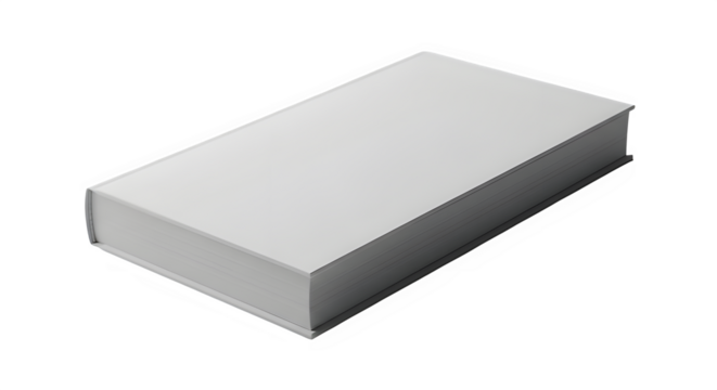 Clean 3D render of a blank book with minimalist background