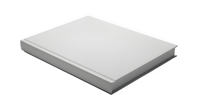 3D visualization of a blank book with neutral grey backgroundated on white