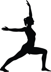 Silhouette of a Woman in Yoga Warrior Pose 1