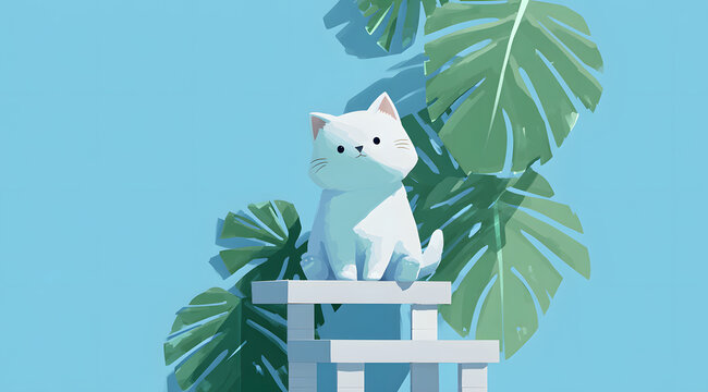 Cute cat squinting and resting