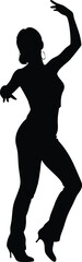 Silhouette of a Woman Dancing with Heels and Hoop Earrings