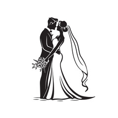 wedding couple silhouette vector illustration 