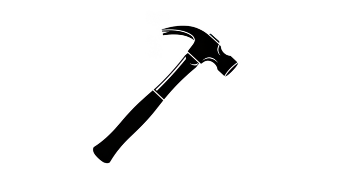 Claw Hammer Outline Illustration On Black Background