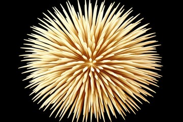 Large detailed toothpick sphere made of thousands of wooden sticks, top view, minimalist design, suitable for craft, art, and interior decoration projects