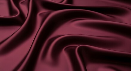 Burgundy silk fabric drapes elegantly with soft folds creating a luxurious and sensual texture in a studio setting, showcasing rich color and smooth surface.