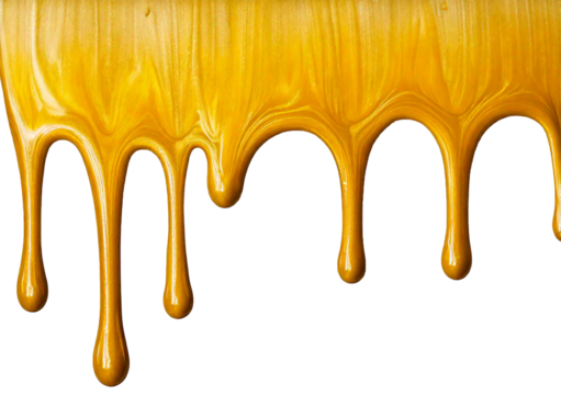 Yellow Paint Dripping on Surface isolated on transparent or white background