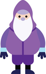 Obraz premium Purple winter santa claus character vector art illustration Illustrator Artwork - A charming and modern flat design vector illustration of Santa Claus dressed in a vibrant purple winter outfit