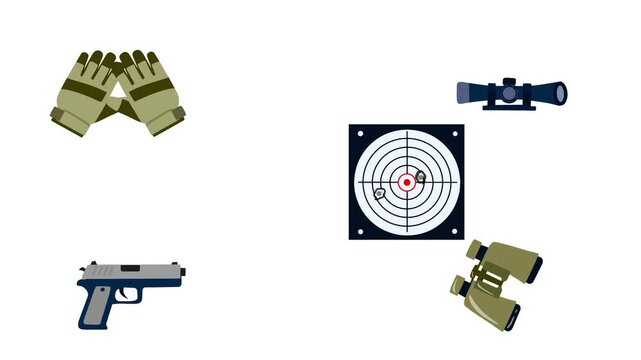 Shooting Practice Equipment in Flat Animation for Target Training Footage