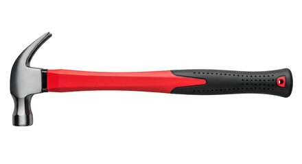 Modern Claw Hammer With Red And Black Handle Isolated On Black