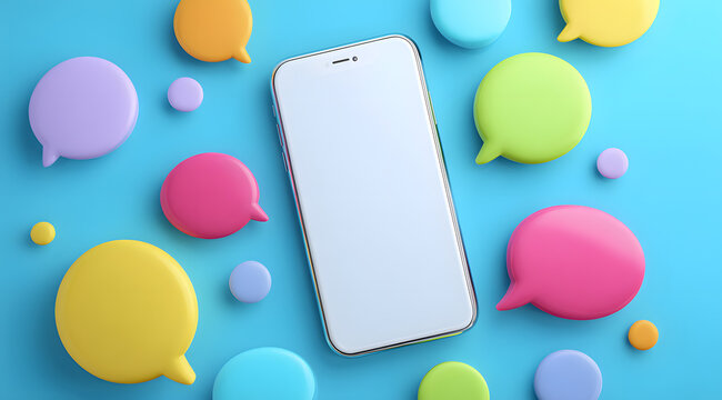 Mobile phones and colorful conversation bubbles