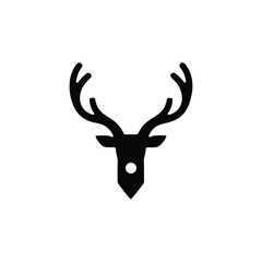 Naklejka premium Deer head logo with antlers silhouette