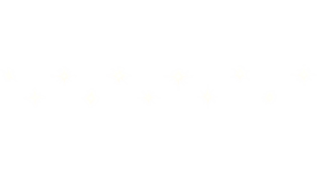 A horizontal line of sparkling white starbursts and twinkling lights scattered across a deep black void isolated on transparent background - Powered by Adobe