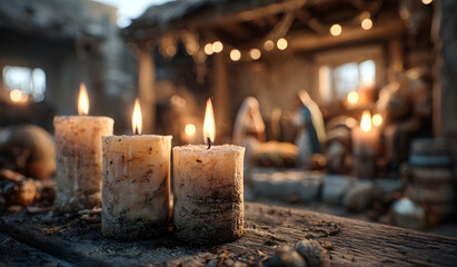 Advent Candles and Creche Week 3