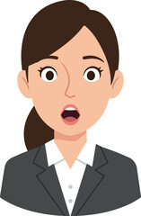 Woman Shocked Expression Flat Design Vector Isolated Object
