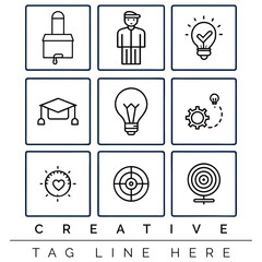 Icons representing ideas inspiration education and goals vector