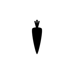 Black silhouette of a carrot. Simple vector illustration of a vegetable icon symbolizing food, nutrition, and farming