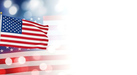 American Flag Waving with Bokeh Background Ideal for Patriotic Events