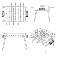 Football And Soccer Table Game Vector. Illustration Of Foosball Table Game Isolated On White Background.