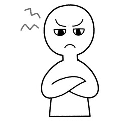 腕を組んで怒っている人物のイラスト