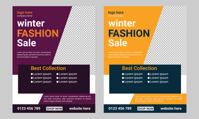 Winter fashion flyer design template 