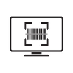 flat icon vector scanning barcode via computer