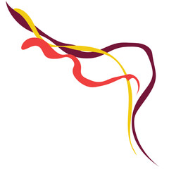 Abstract Colorful Swirls Flowing Ribbons in Red Yellow and Burgundy.