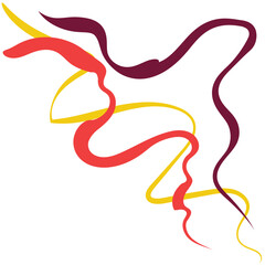 Abstract Colorful Swirls Flowing Lines in Red Yellow and Burgundy.