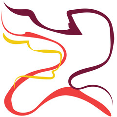 Abstract Composition of Flowing Colorful and Curving Ribbon Shapes.