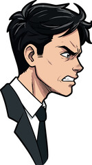 Angry Man Pixel Art Suit Tie White Shirt Profile View