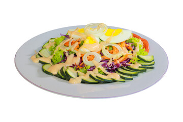 Fresh Vegetable Salad with Boiled Egg and Creamy Dressing