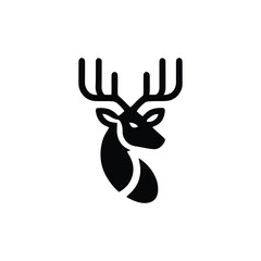 Stag head with elegant antlers silhouette