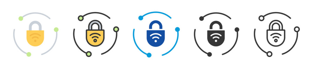 cyber security icon set multi style various collection