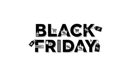 Black friday sale discount shopping promotion isolated on white background