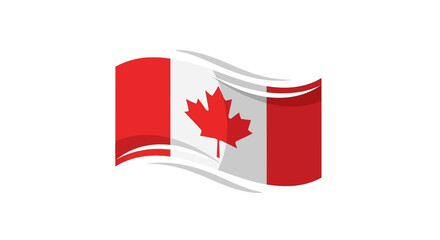 Cartoon Canadian flag is wavy with a red maple leaf centered on a white stripe between two red stripes