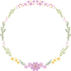 flowers circle frame for invitation or greeting card